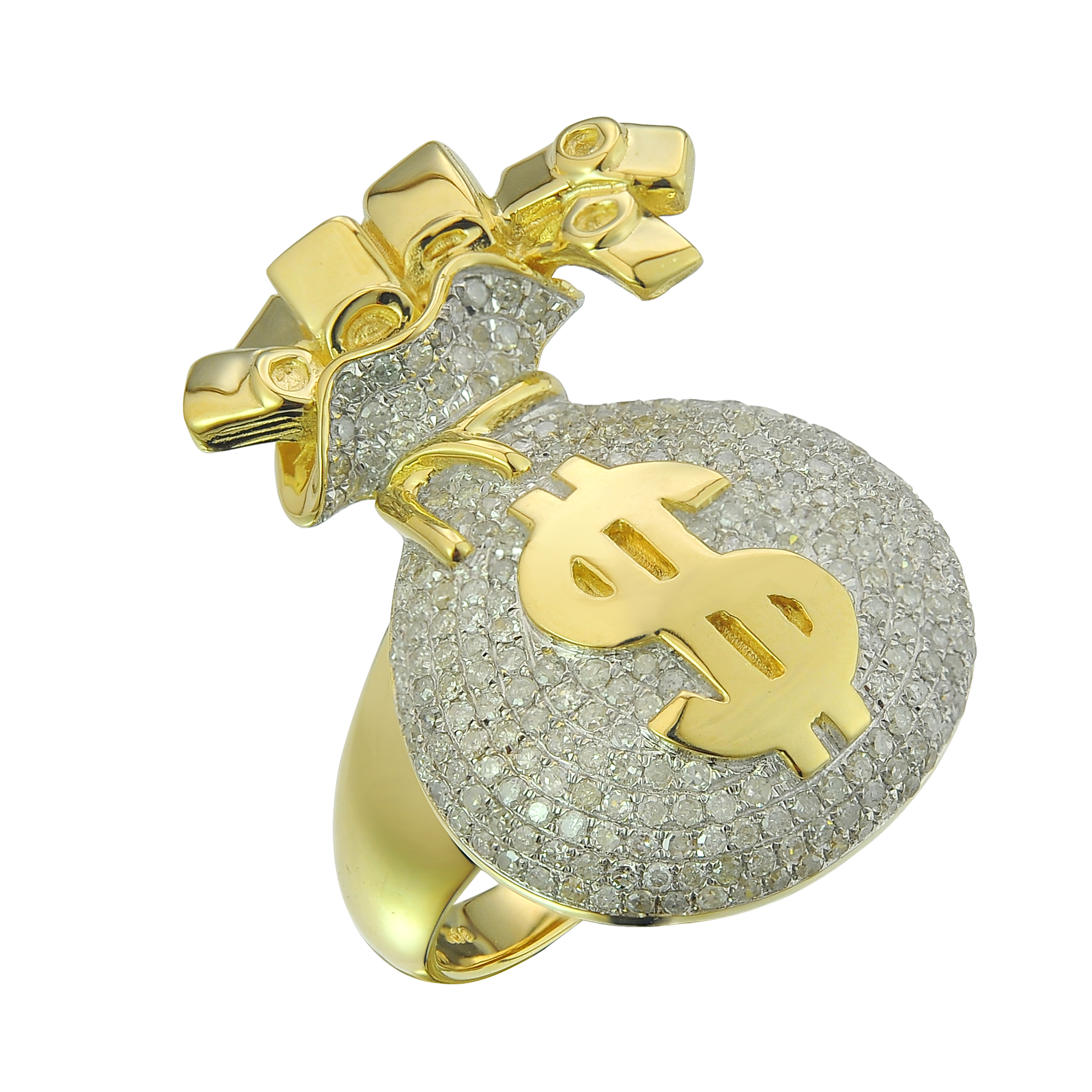 Diamond Money Bag Ring  1.23 ct. 10K Yellow Gold